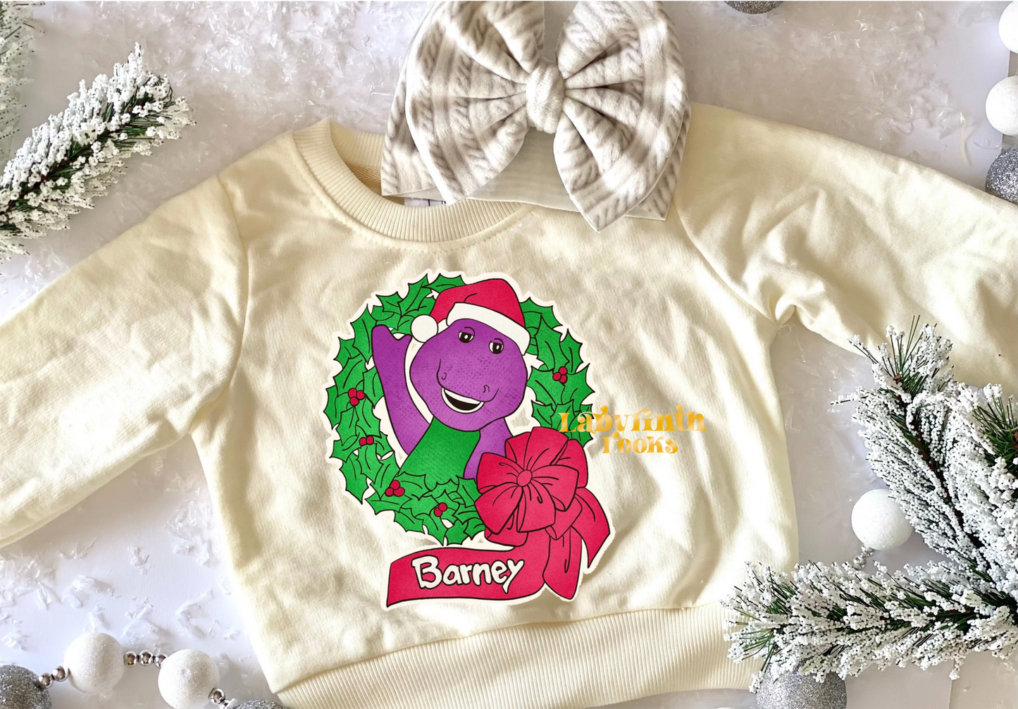 Xmas Purple Dino - Cream Sweater