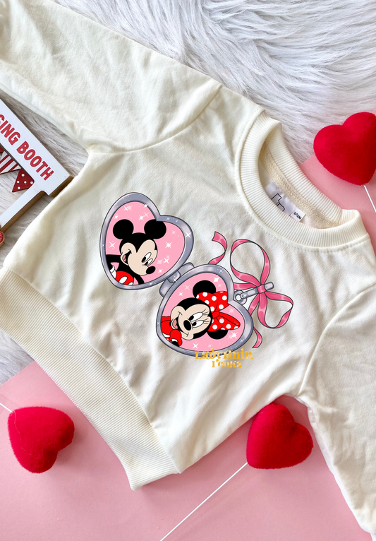 Minnie&Mickey Locket - Cream Sweater