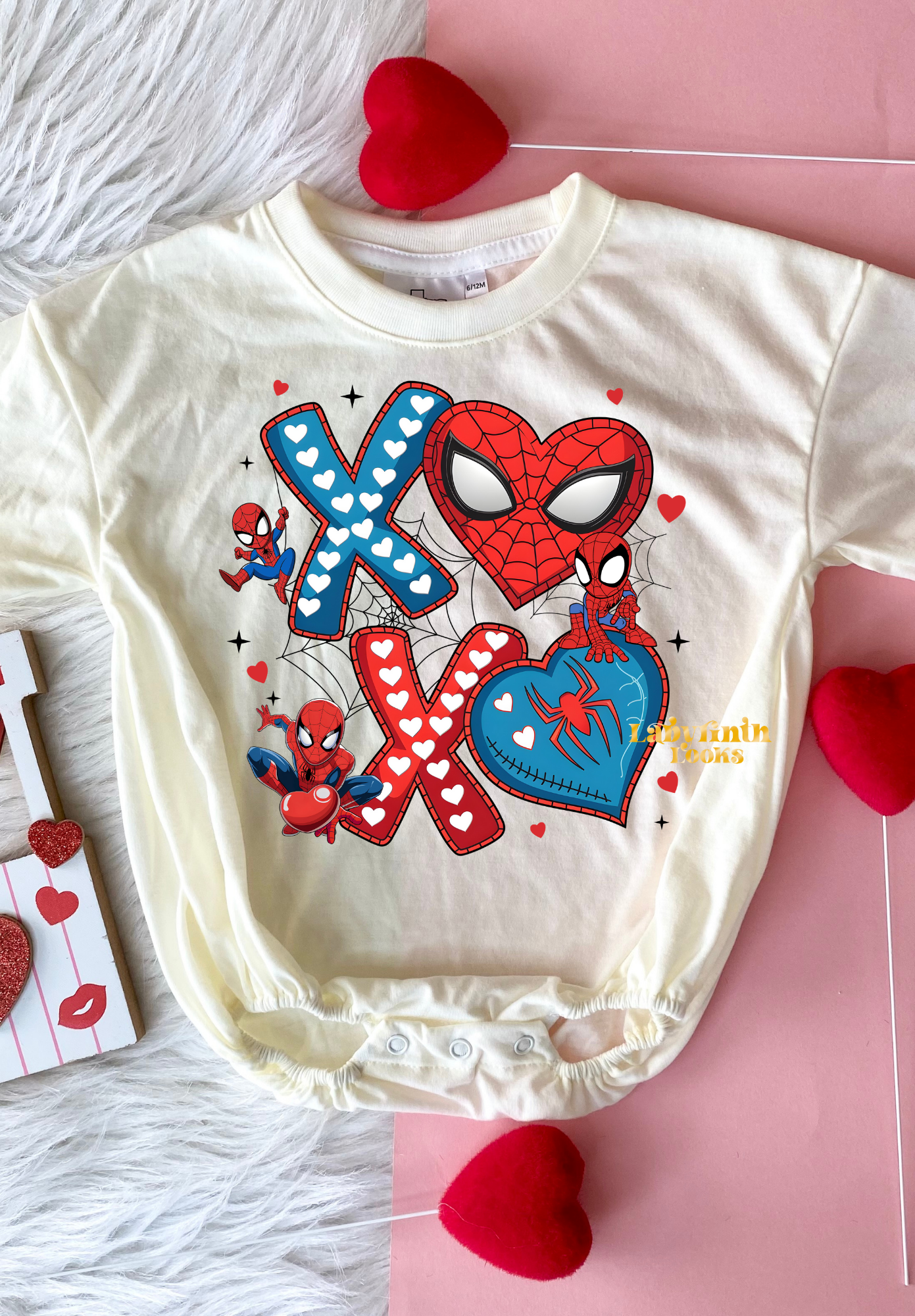 XO Spidey - Cream Bubble Romper