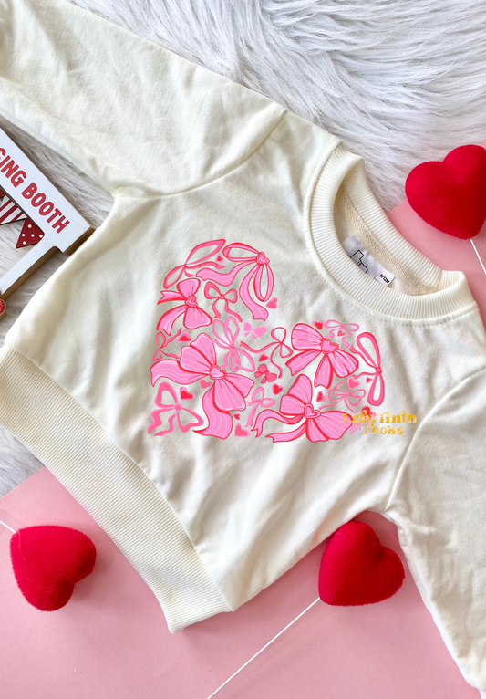 Heart Bows - Cream Sweater