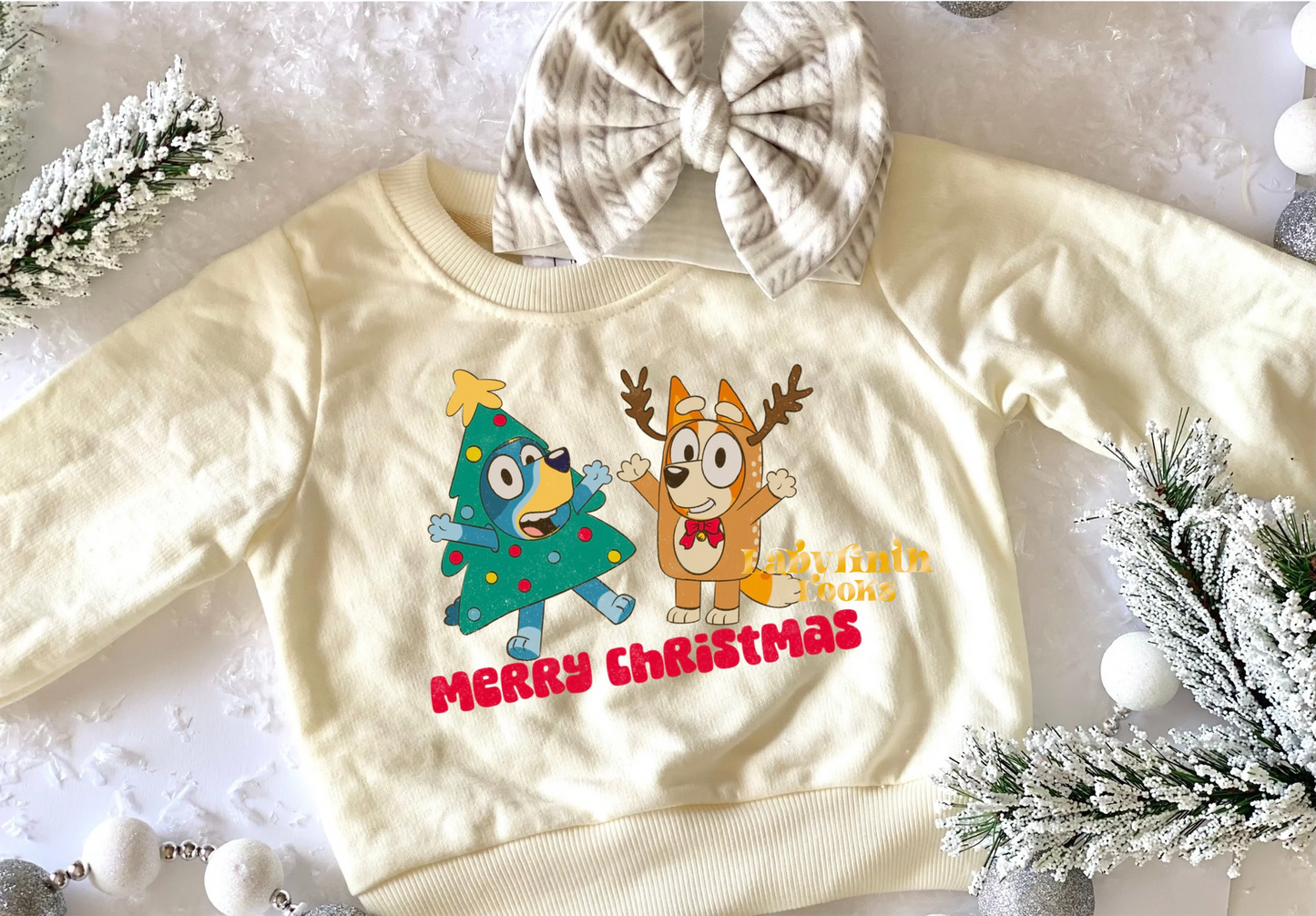 Xmas Heelers - Cream Sweater