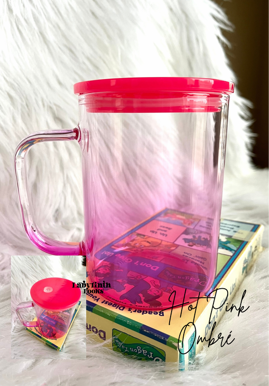 Hot Pink Ombre - Glass Mug 17oz