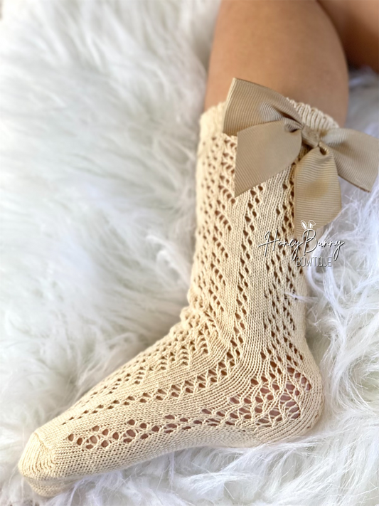 Lace Oatmeal Bow - Knee High