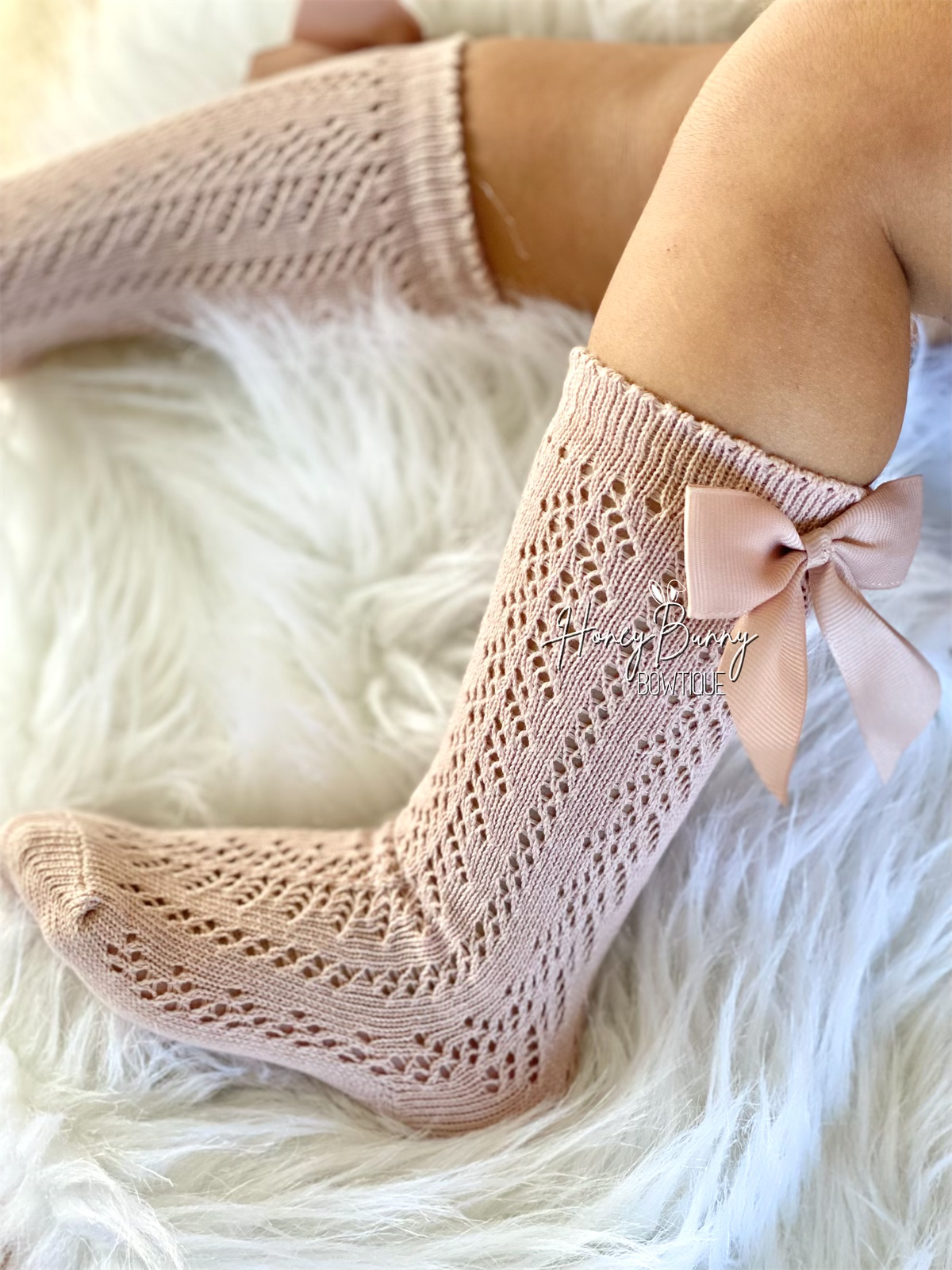 Lace Blush Bow - Knee High