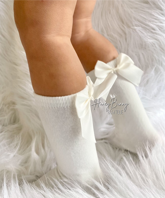 Cream Bow - Knee High